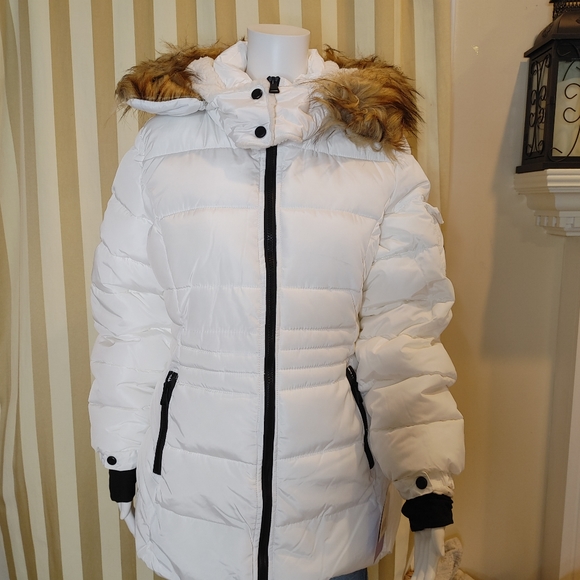 MADDEN GIRL WOMEN'S PUFFER JACKET, WHITE L - Picture 4 of 16